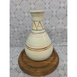 Southwestern Pottery Flower Vase 8" X4.5" Glazed Pastels Ivory Porcelain Ceramic